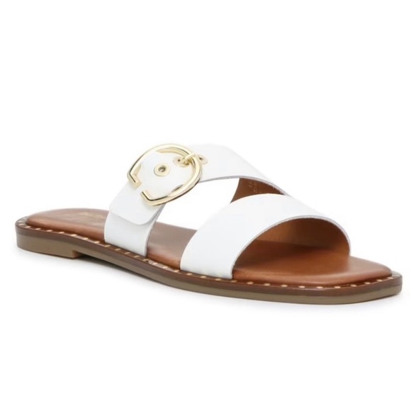 Coach & Four Aquila Slide Sandals White Leather Upper& Lining Made in Italy 7.5 - Picture 11 of 11